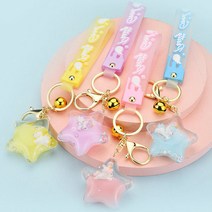1+1 워터볼 키링 키홀더 가방 열쇠고리 유니콘 캐릭터, 옐로우+핑크