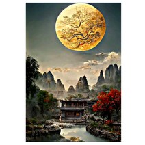 다이아몬드 페인팅 그림 DIY만들기 세트 시적인 강남 수향 풍경화 수묵화 꿈속의 낙원 몽환 가든 일러스트 격조있는 인테리어 그림 보석십자수 집콕취미 핸드메이드 선물 키트 액자없음, 강남 수향_01