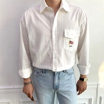 [도보크] 아메리칸 자수 포켓 남자 카라 셔츠 남방 티셔츠