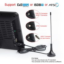 캠핑카TV 뒷좌석모니터 새로운 미니 ATSC DVB-T2 tdt 디지털 및 아날로그 작은 자동차 텔레비전 지원 USB T, 한개옵션0