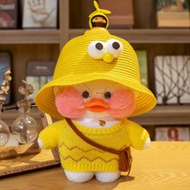 PKTOYS 말을 하고 녹음할 수 있다귀여운 오리 인형크리스마스 여자친구 선물 추천명절선물, 잠자리 모자 노랑 물결 스웨터 종려백, 30cm