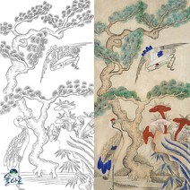 장생도 1 민화 그리기 도안 본그림 컬러링북, 일반용지(얇은 백상지), 원본 사이즈(추천)