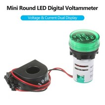 전압계 미니 라운드 디지털 전압 전류계 더블 LED 및 패널 미터 AC50-500V, 03 green