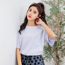 박시반팔티 솔리드 무지 t셔츠 여성 와이드 루즈핏 순면 코튼 이너웨어 트렌드 상의 여름 2340210107