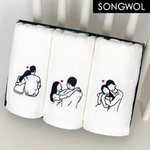 송월타올 커플 자수 수건, 1장, 아이보리(어깨동무)
