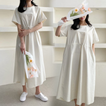 NewCare 여성 롱원피스 스트링원피스 반팔 여름원피스 캐주얼룩