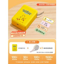 D110 라벨 프린터 가정용 스티커 라벨 부착기 가격 바코드 식품 유통 기한 휴대용 소형 열감 블루투스 휴대폰 투명 컬러 네임 스티커, AM.D110피카츄+3롤컬러라벨