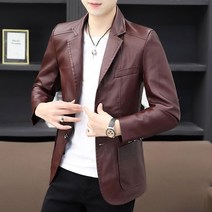Momolatti 남성용 쇼트한 오버핏 레더 자켓