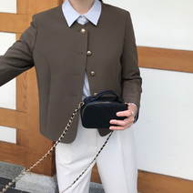 하객룩 노카라 가을 골드버튼 브라운 블랙 자켓 (2color)
