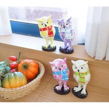 책장빈공간연출 풍수장식 4칼라부엉이 레스토랑데코 분위기연출 홈데코 거실꾸미기, 핑크