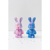 해피 래빗 푸어링 아트 플루이드 아트 푸어링 토끼 DIY 미술키트 물감놀이, 3개, A 화이트+퍼플+핑크