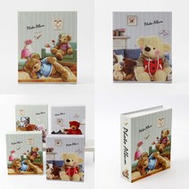 마트498 곰가족 포토앨범(4X6) 20매 돌앨범 웨딩앨범 인생네컷보관 사진첩 사진인화앨범 셀프포토북
