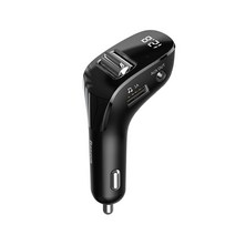 baseus car fm 송신기 bluetooth 5.0 aux 핸즈프리 무선 car kit dual usb car fm, 협동사, 검은 색