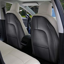 독일 직구 BASENOR Tesla Model 3 Model Y 가죽 시트 등받이 킥 프로텍터 킥 매트 블랙 2종 세트-17586