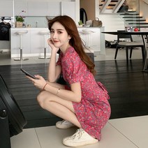 플라워 원피스 키작은여자옷 프렌치 티 멈추다 고급 가볍게 사치한 셀럽 무드 눈길을 끄는 이너 점프슈트 1018964142