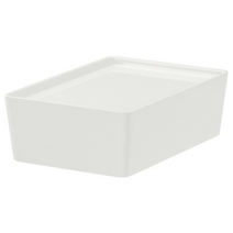이케아KUGGIS 쿠기스 수납함+뚜껑 화이트 18x26x8 c, One Size, 1개
