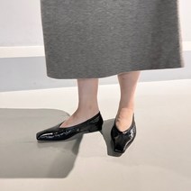 스퀘어플랫 컬러 여성 단화 밴딩플랫슈즈 1cm