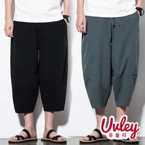 유블리 남성 여름 캐주얼 코튼 7부 8부 바지 편한 남자옷(UV215003HB) 오반