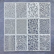 스텐실 도안 12 개/set 21x15cm 표범 프린트 낙서 DIY 레이어링 벽화 스크랩북 색소 엠보싱 앨범 장식 템플릿