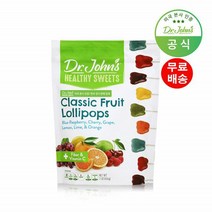 닥터존스 클래식 프루트 롤리팝 자일리톨 사탕 캔디 비타민 롤리팝 무설탕 막대사탕 복숭아 캔디 약60개