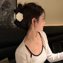 화이트 장미 헤어집게핀 긴머리 리본집게핀 동 올림머리 단발