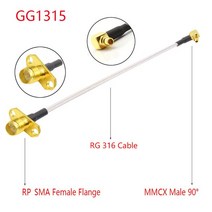유니파잉1PC MMCX to SMA/RPSMA 암 플랜지 패널 마운트 RG316 Pigtail FPV 안테나 연장 코드 TBS Unify Pan, 04 MMCXM90 to RPSMA F_05 25CM