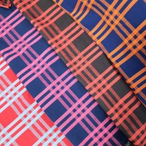 원단스토리 버버리체크 면 원단 면체크원단 4종컬러, 네이비 오렌지체크