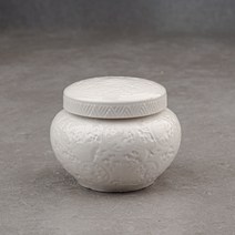 [성연티세라] 백자 낮은 운학 스쿠류 뚜껑 단지 (500g) 꿀단지 경옥고단지 소금단지 고추장항아리