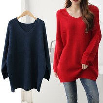 제니트 가을 봄 여성용 루즈핏 브이넥 롱니트티 여성 니트 롱니트 가을니트