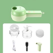 캔압축기 쓰레기압축 페트병 분리수거 재활용 4 in 1 전기 핸드 헬드 야채 커터 세트 내구성 칠리 야채 분쇄기 usb 충전 생강 사수 기계 주방 도구, 초록