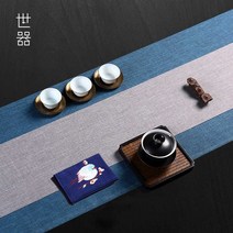 다도매트 천 테이블 차판 차 헝겊 티매트 러너, 연그레이 250x40+진그레이 250x20cm