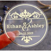 웨딩아치 하트조형물 장식 스티커 리얼 호일 샤이니 골드 맞춤형 로고 라벨 세례 베이비 샤워 성찬식, 17.13  6CMGold50