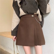 미니 스커트 모직 언발 빅사이즈 겨울 가을 블랙 질감 반신이 짧다 치마 커팅 하이웨이스트 날씬해 보이는 3538433896