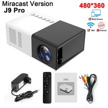 빔프로젝터 가성비 초단초점 미니 무선 프로젝트 프로젝트 스크린 Salange J9 Pro 1000루멘 480x360 픽셀 3.5mm 오디오 HDMI USB LED 홈 미디어 플레이, 블랙 Miracast 미국 플러그