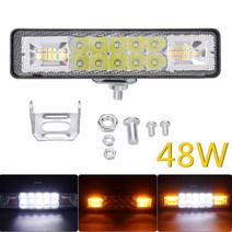 중장비 안전등 경고등 사고방지 Mayitr-48W 자동차 화이트 앰버 3030 COB 16 LED 스트로브 플래시 작업 바, 한개옵션0