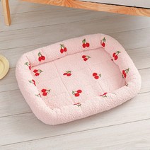 라클라우드침대 사계절 유니버설 개집 구름 벨벳 체리 인쇄 애완 동물 쿠션 무거운 작은 개 고양이 편안한 수면 침대 용품 애완동물, [03] L, [03] 분홍색