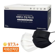 비에이스 국산 일회용 덴탈마스크 50매, 04. 중형 블랙(50매)