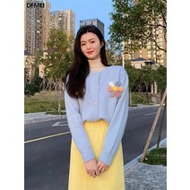 아우터 가을 디자인 소탈하고 고급스러운 화이트 스웨터 카디건 학원풍 플라워 시크 탑