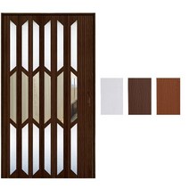 폴딩도어 슬라이딩도어 부속품 PVC 접이식 아코디언 도어 좋은 품질 가정 발코니 주방 욕실 옷장 나뭇결, 24 다크 카키
