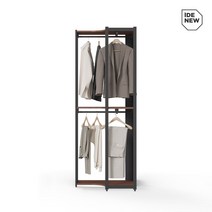 아이데뉴 터치 드레스룸 코너장 80cm 2단행거 (단독형), 월넛블랙콤비