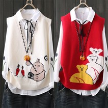 새로본 티420~419여성조끼 여자니트 베스트 가을 미시 캐주얼