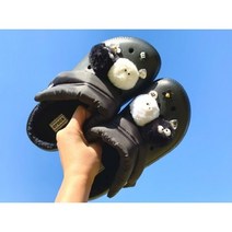 블랙&화이트 폼폼이 먼지몽 파츠 세트 크록스 호환 악세사리 신발꾸미기