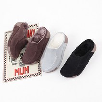 프리티슈 천연가죽 발편한 겨울 통굽 퍼안감 블로퍼 털 슬리퍼 5.5cm