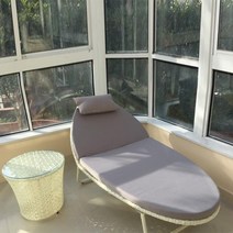 라탄 썬베드 접이식 선베드 데이베드 태닝 비치 야외 의자 정원용 야외용 테라스, 베드(아이보리)