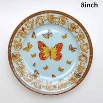 테이블웨어 신혼 그릇 세트 집들이 유럽 명품 현대 장식 커피 컵 플레이트 본 차이나 스테이크 차 디저트 트레이 식기 신제품, 8inch plate