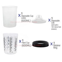다용도페인트 믹싱 컵 타입 H/O 퀵 하드 내부 뚜껑 160ml 스프레이 건 킨, 03 600CC 1 set