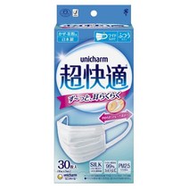 귀안아픈 유니참 초쾌적 마스크 30매 먼지 비말차단 숨쉬기편한 얇은 여름 마스크