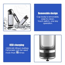 수소생성기 500ml 수소 풍부한 알칼리성 물병 lonizer 발전기 LED RGB 휴대용 컵 USB 충전식 안티 에이징 선물, 한개옵션0
