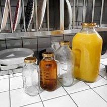 레트로 델몬트 훼미리 냉장고 유리 쥬스병 물병 4사이즈, 1.5L