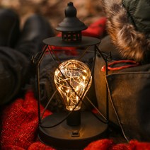 빈티지 감성 캠핑 차박 램프 조명 미니 렌턴 실내 불멍, 블랙